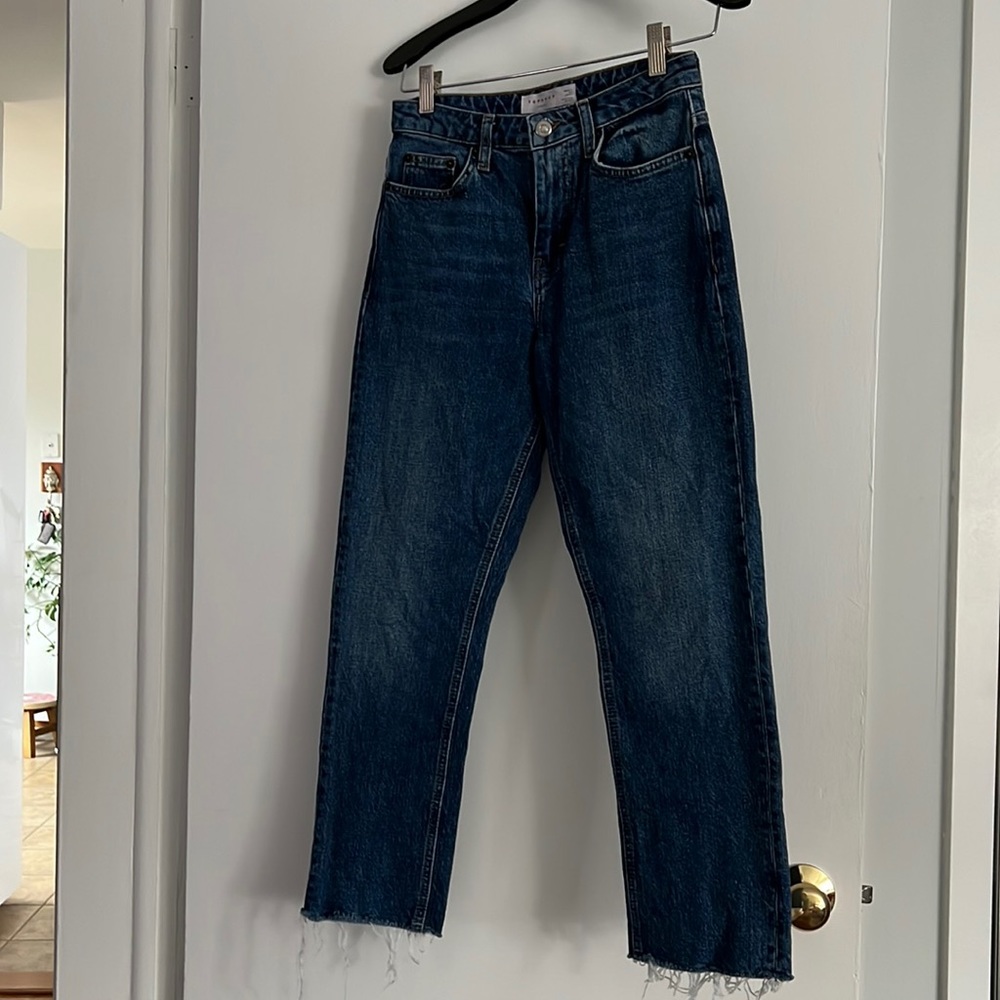 TopShop high waisted bootcut dark blue denim